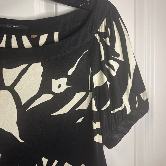 ELIE TAHARI silk Black and White Patterned Dress, good worn condition flaws pics - Picture 2 of 12